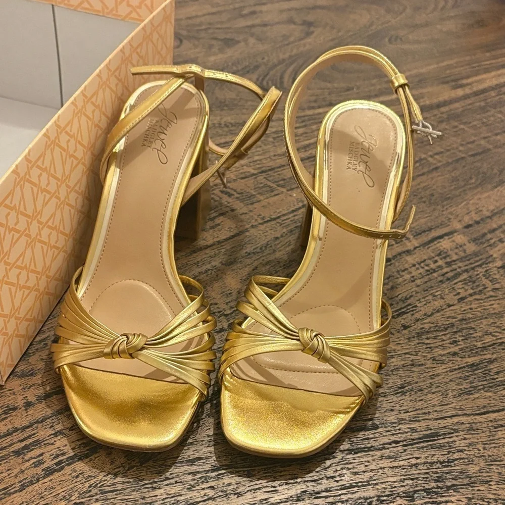 Badgley Mischka Gold Knotted Heels